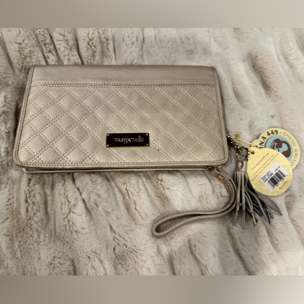 Spartina platinum gold clutch wristlet NWT